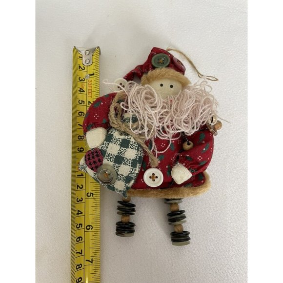 Vintage Primitive Country Santa Christmas Ornament Buttons Yarn Beard Twine - Picture 10 of 11